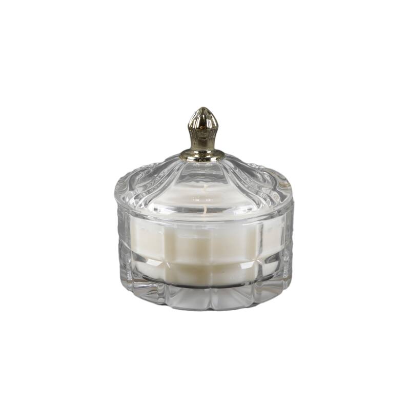 4.13inD Glass Vanity Candle with Metal Knob Lid - Lemon