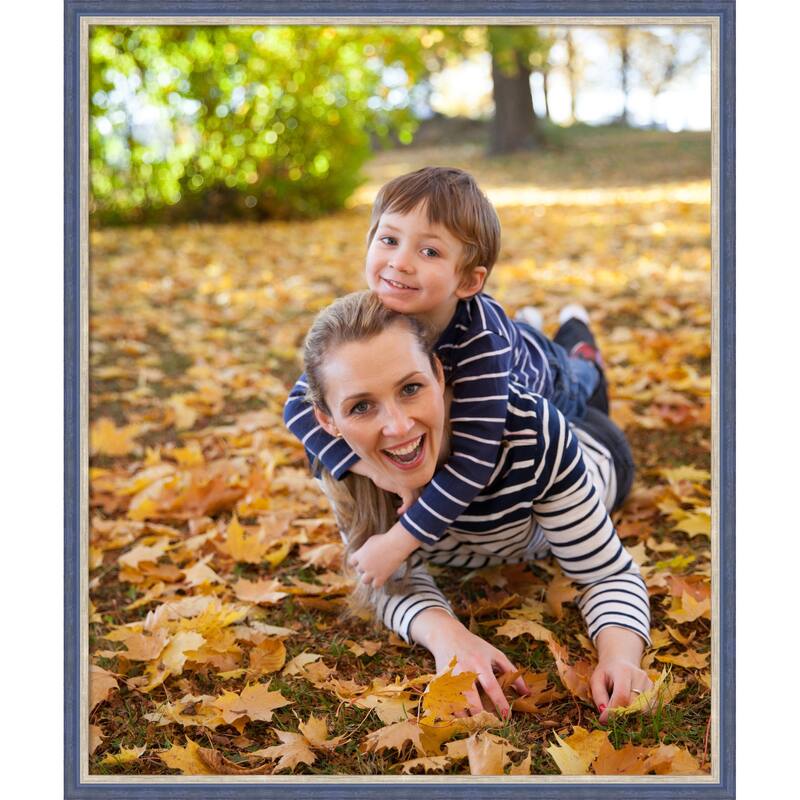 Theo Black Silver Narrow Framed Picture Frame, Photo Frame - 20x24 - Theo Blue Narrow