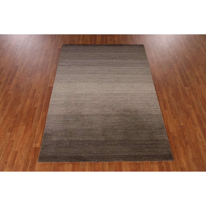 Brown Gabbeh Indian Area Rug Handmade Wool Carpet - 5'3" x 7'7"