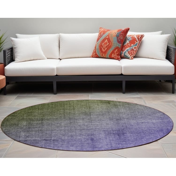 Falo Ombre Weather Resistant Classic Meets Modern Round Outdoor Rug