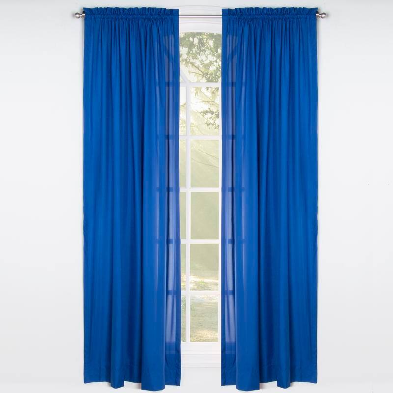 Learning Linens Solid Color 84-inch Microfiber Rod Pocket Curtain - Blue