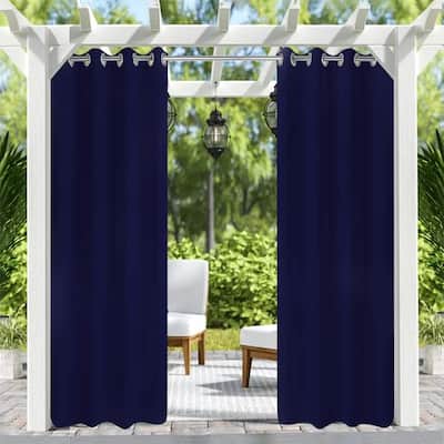 Pro Space Outdoor Solid Grommet Top Curtain Thick Waterproof Drape UV Protection Indoor Panel Navy (1 Panel)