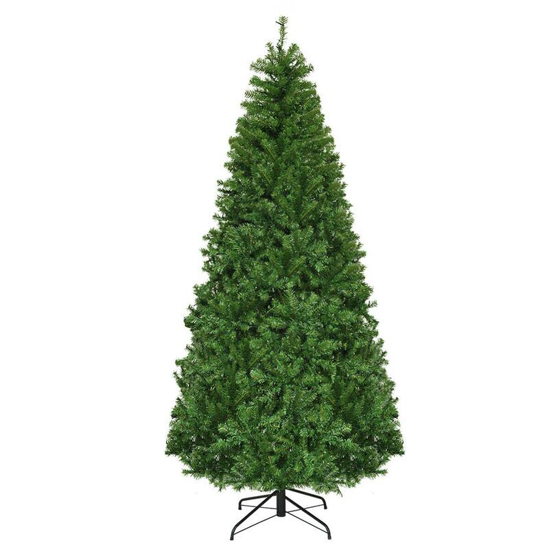 Gymax 5-9FT Pre-Lit Christmas Tree Hinged Artificial Tree w/ Metal