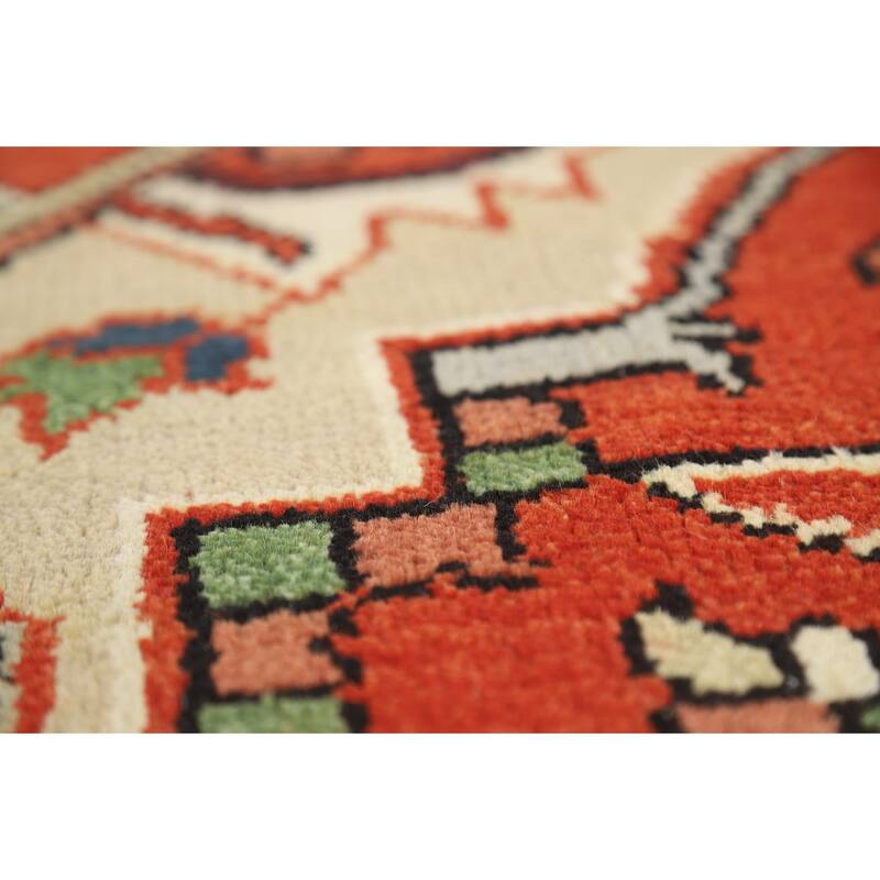 Orange Heriz Serapi Oriental Area Rug Hand-Knotted Wool Carpet - 9'0" x 11'10"