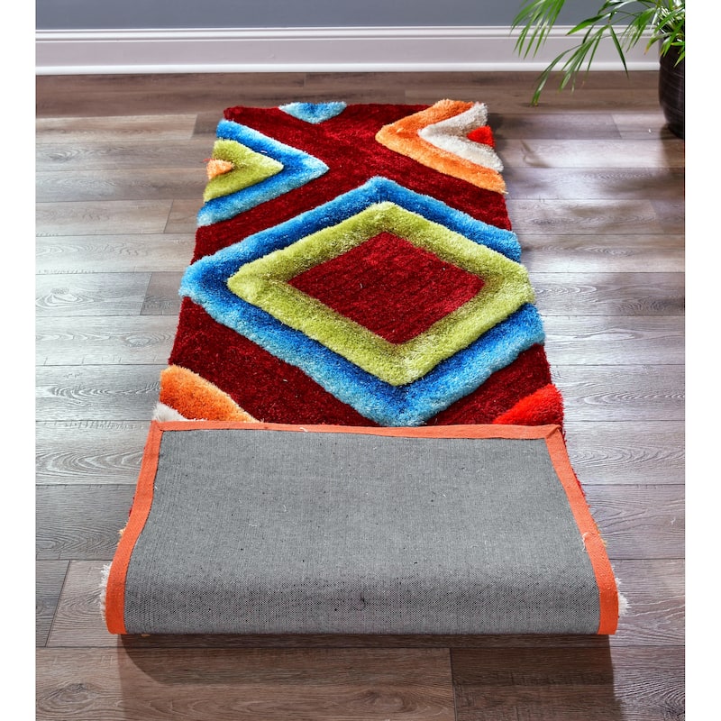 Mateos Shag Collection Multicolor Abstract Area Rug