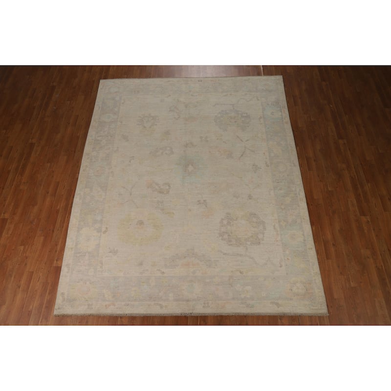 Oushak Turkish Area Rug Hand-Knotted Wool Carpet - 7'9"x 9'11"