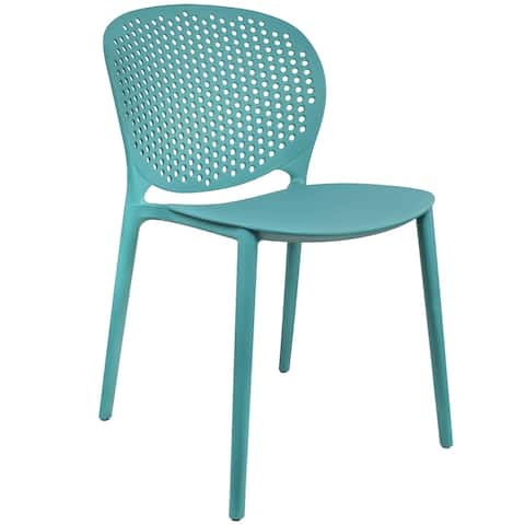 Modern Plastic Garden Patio Indoor or Outdoor Dining Stackable Chair UV Protected Armless With Dot Back Surf