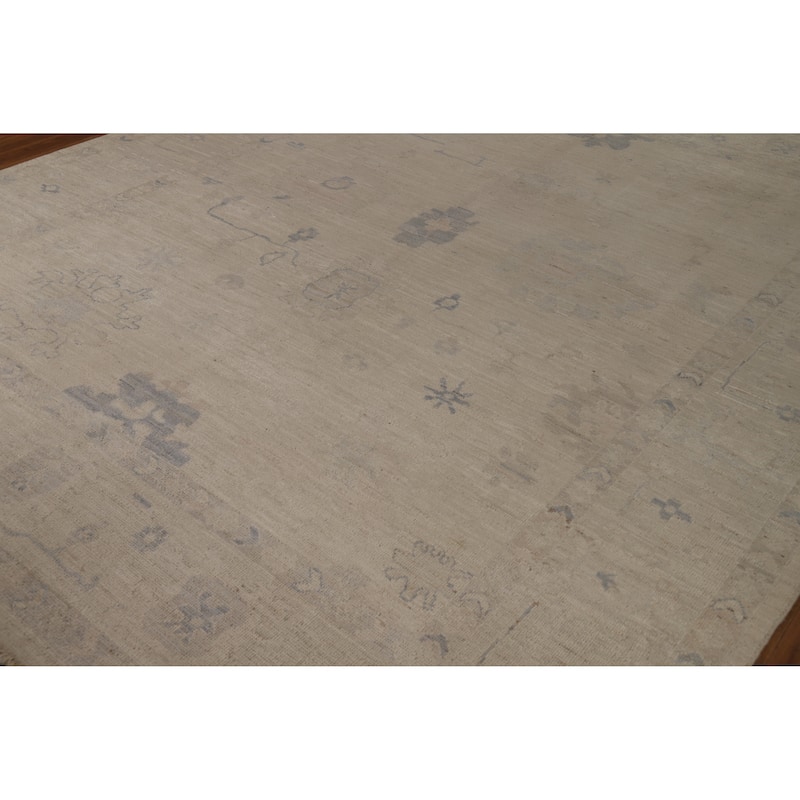 Vegetable Dye Oushak Turkish Rug Hand-Knotted Oriental Wool Carpet - 8'4"x 9'10"