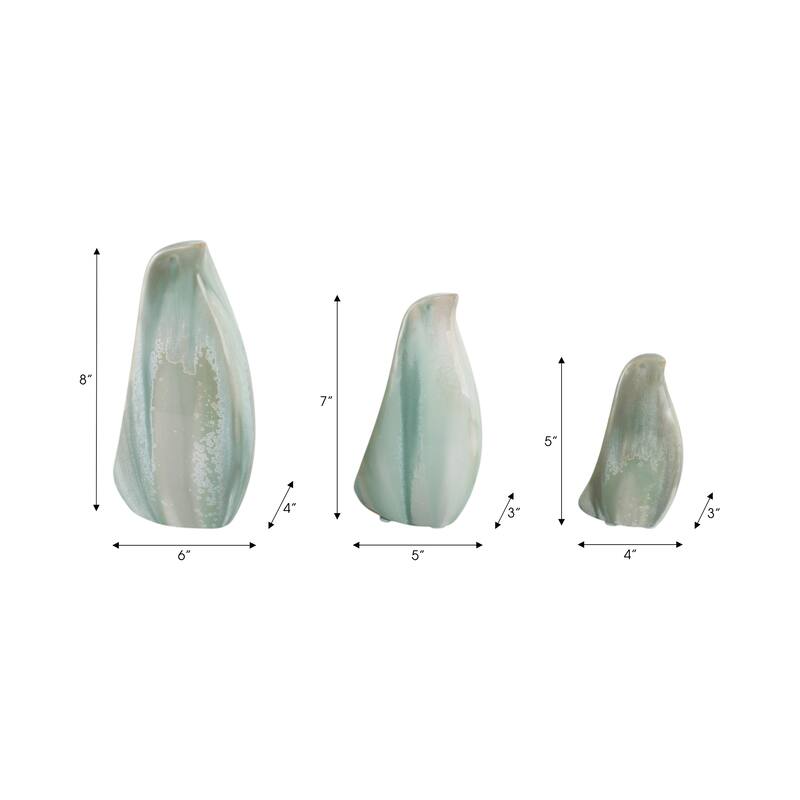 Stoneware Ceramic Bird Decorative Object Abstract Modern (Set of 3)