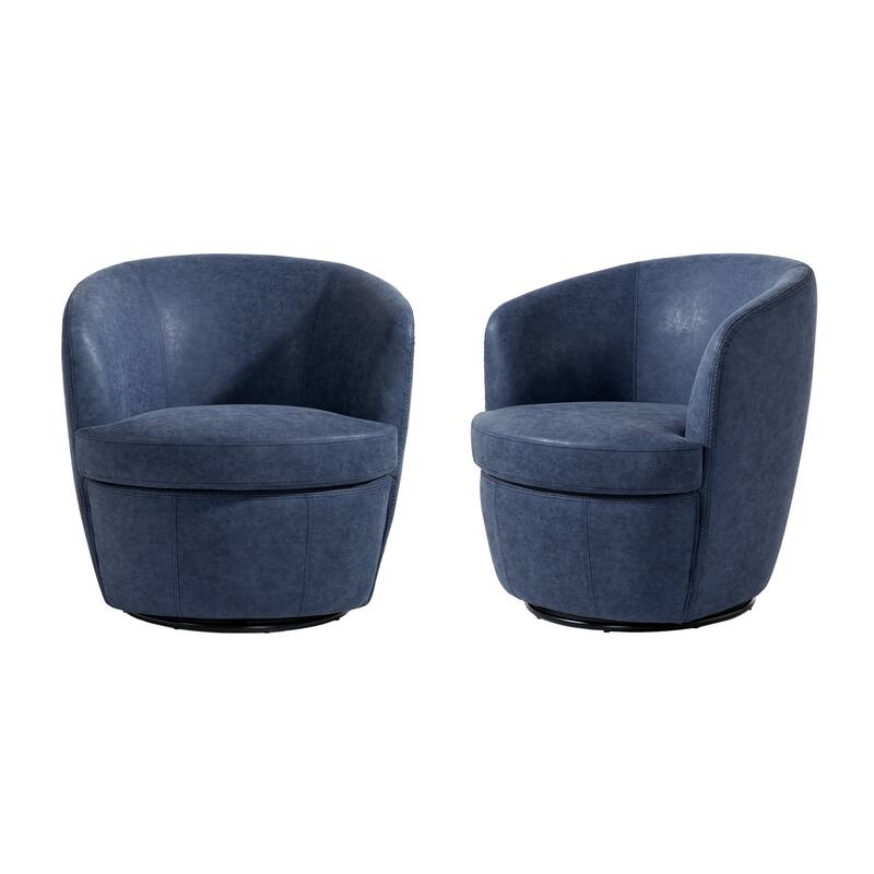 Modern Upholstery Barrel Swivel Chair Faux Leather