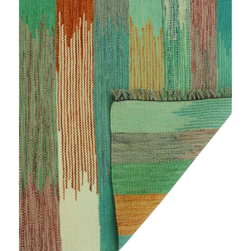 Winchester Flatweave Alene Green/Rust Rug - 5'0" x 6'7"
