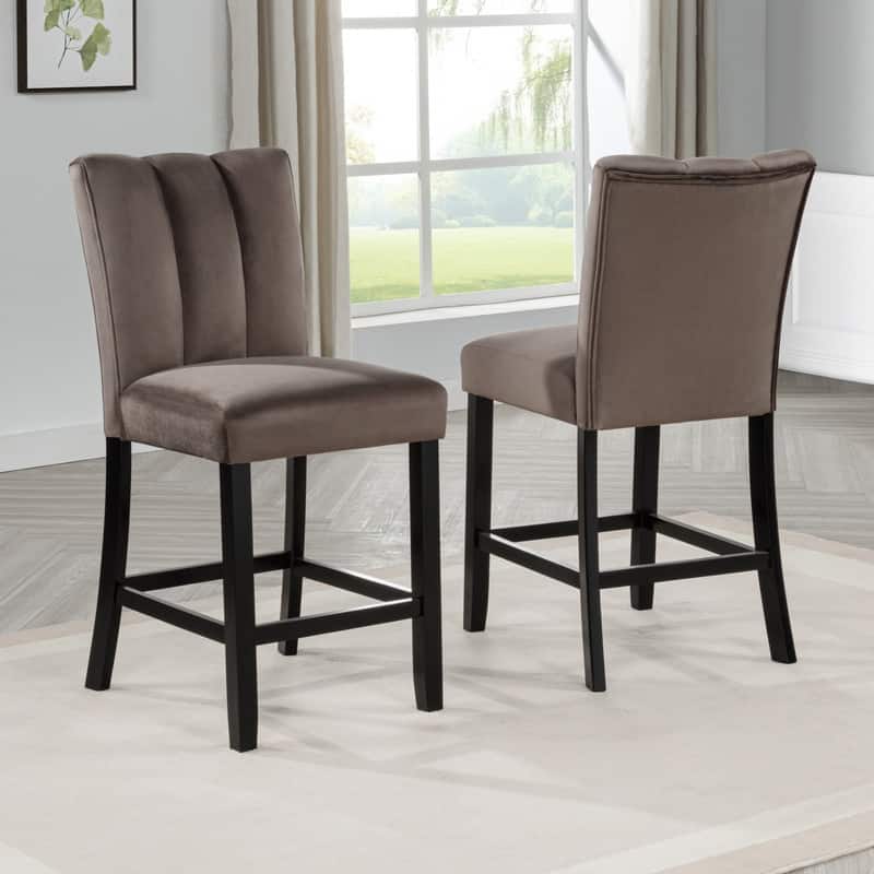 Best Master Furniture Hestor Velvet Counter Height Stool (Set of 2) - N/A