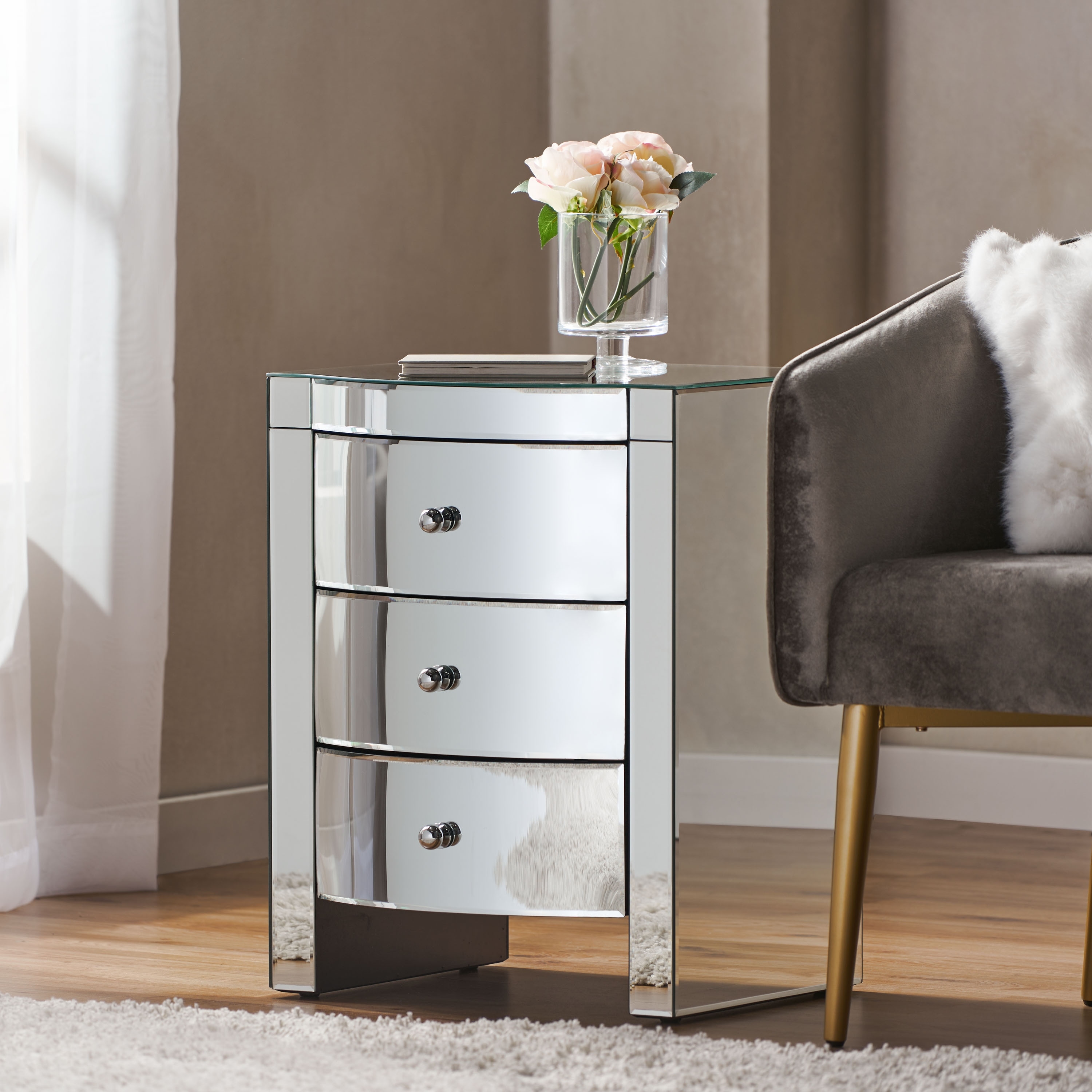 Christopher knight mirrored clearance nightstand