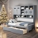 preview thumbnail 2 of 16, Modern Twin Size Wooden Daybed with 2 Drawers, and All-in-One Cabinet and Shelf,Grey