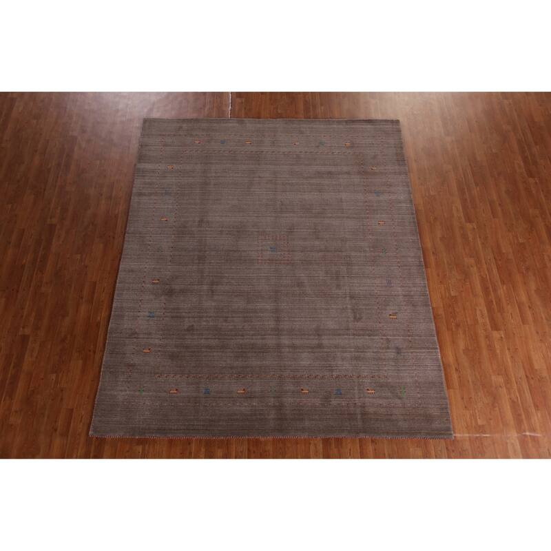 Hand Knotted Oriental 100% Wool Carpet Tribal Animal Pictorial Brown Gabbeh Area Rug - 9' 9'' X 8' 0''