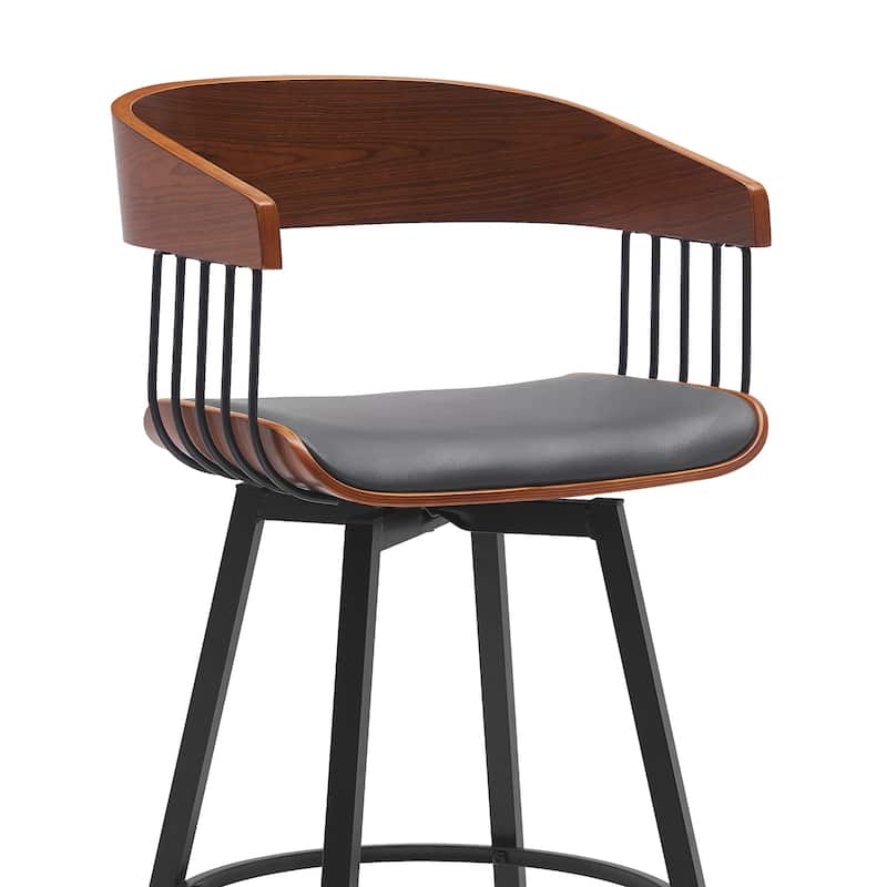 Athena Wood and Metal Upholstered Bar or Counter Swivel Stool