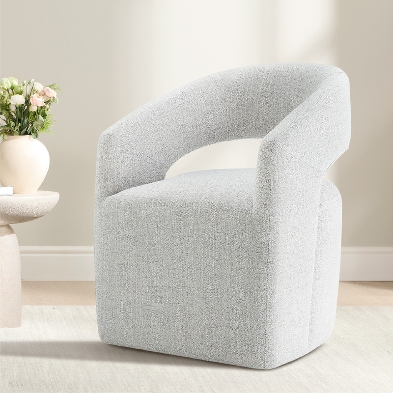 Spruce & Spring Joey Barrel Accent Chair with Casters for Living Room, Office, or Reading Nook - Single - Cloud(Multi-colored)