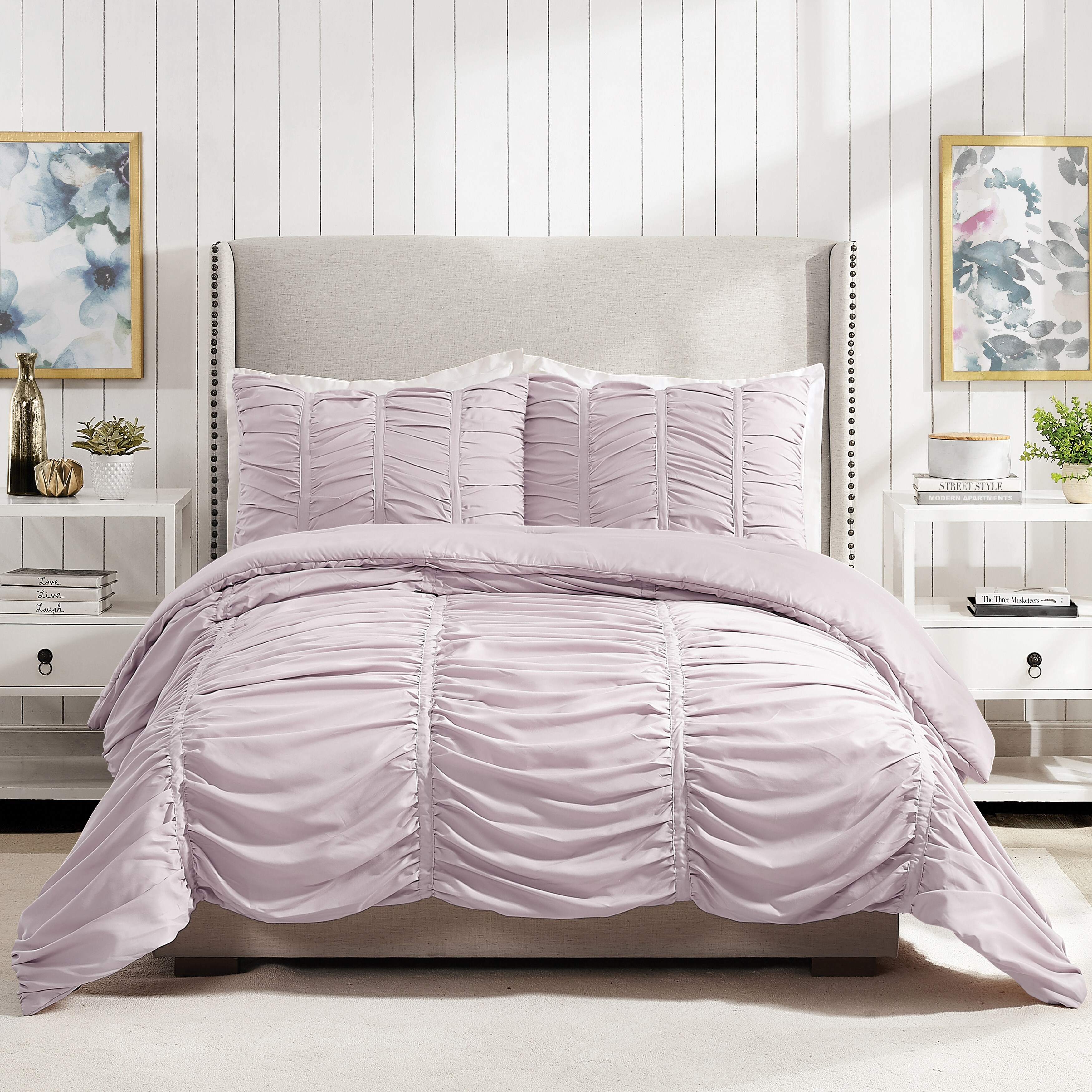 Modern Heirloom Emily Texture Comforter Set, Purple