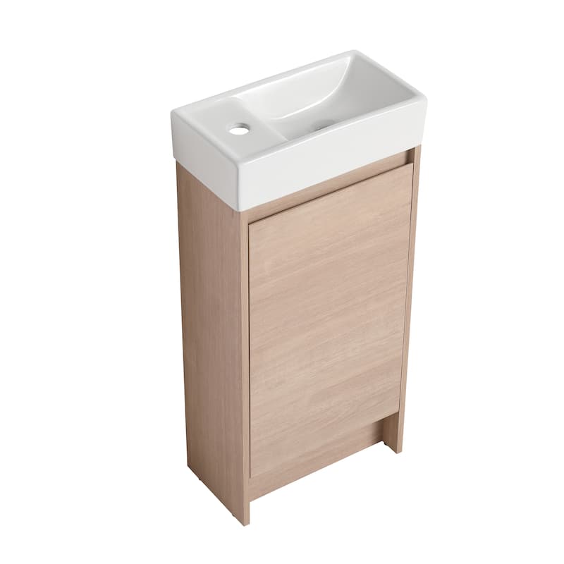 BNK 16/18 inch Freestanding Bathroom Vanity with Single Sink and Soft Close Door