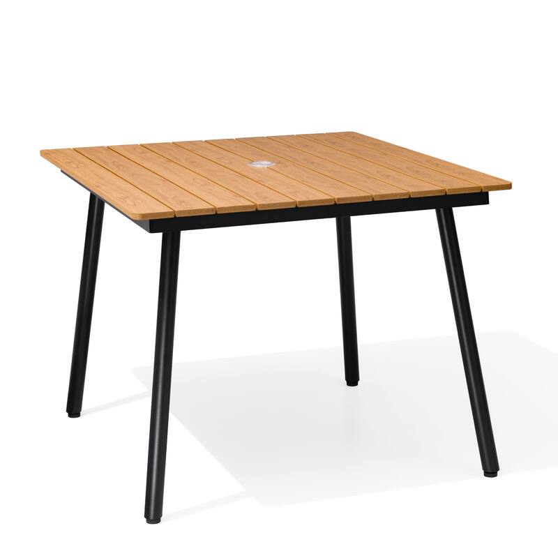 Crestlive Products Outdoor Rectangle Aluminum Dining Table with Umbrella Hole