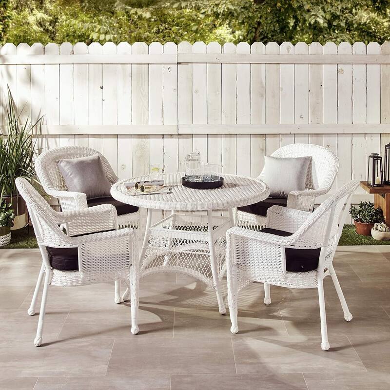 Classic White Dining Set with Cushions - Comfort Chairs & Table for Kitchen or Patio