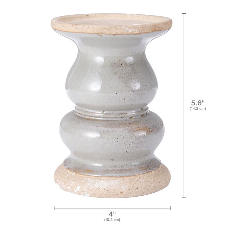 Elements Gray Ceramic Candle Holder, 6 Inch