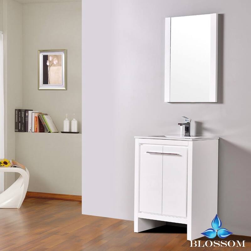 Blossom 24-Inch Bathroom Vanity with Ceramic Sink and Matching Mirror