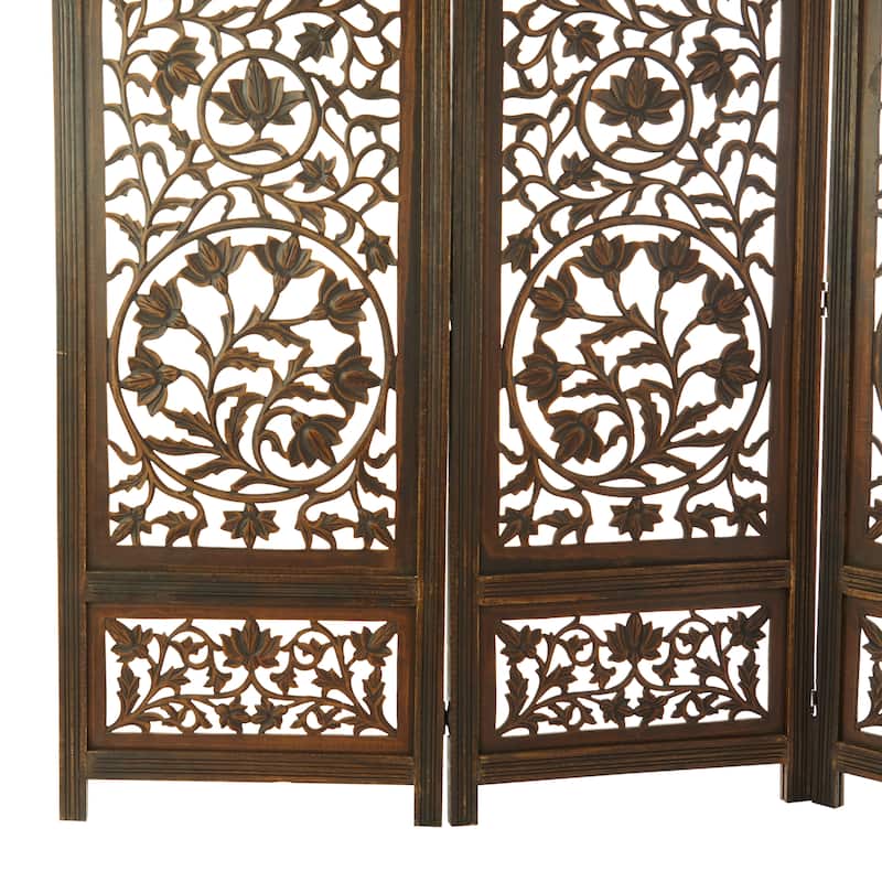 Brown MDF Traditional Room Divider Screen 72 x 80 x 1