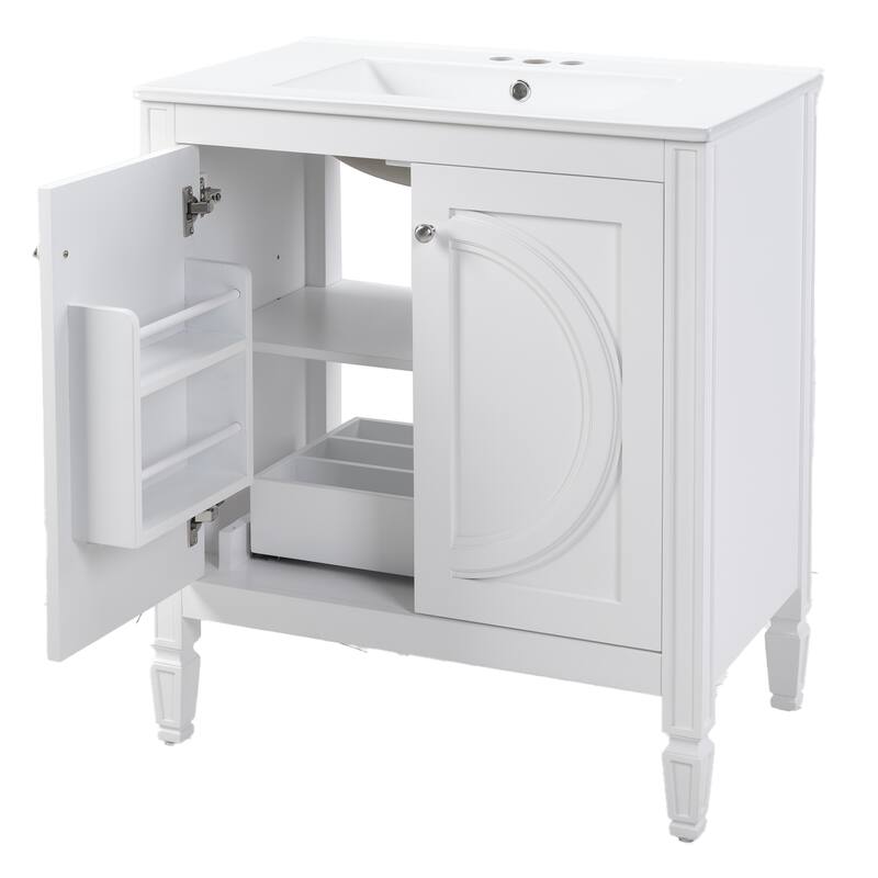 30"Bathroom Vanity with Ceramic Sink and Two Soft Close Doors
