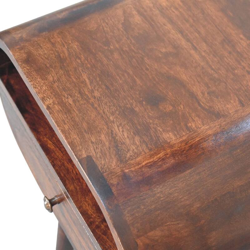 HomeRoots 21" Walnut Solid Wood Oval One Drawer Nightstand