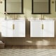 preview thumbnail 22 of 38, GDFStudio - Marwood Vintage Double Bathroom Vanity Set with 3 Holes Single Ceramic Sink & Soft Closing Doors - 60'W White