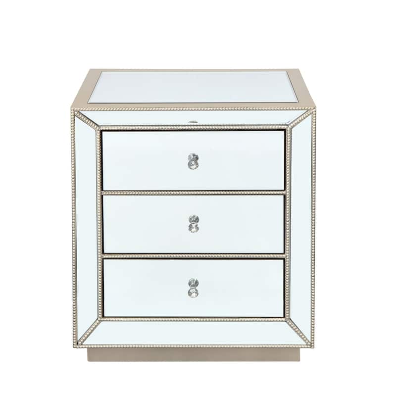Flash Silver Mirror Three Drawer Cabinet 