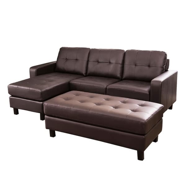 Abbyson Montgomery Reversible Bonded Leather Sectional Ottoman On Sale Overstock 11769151