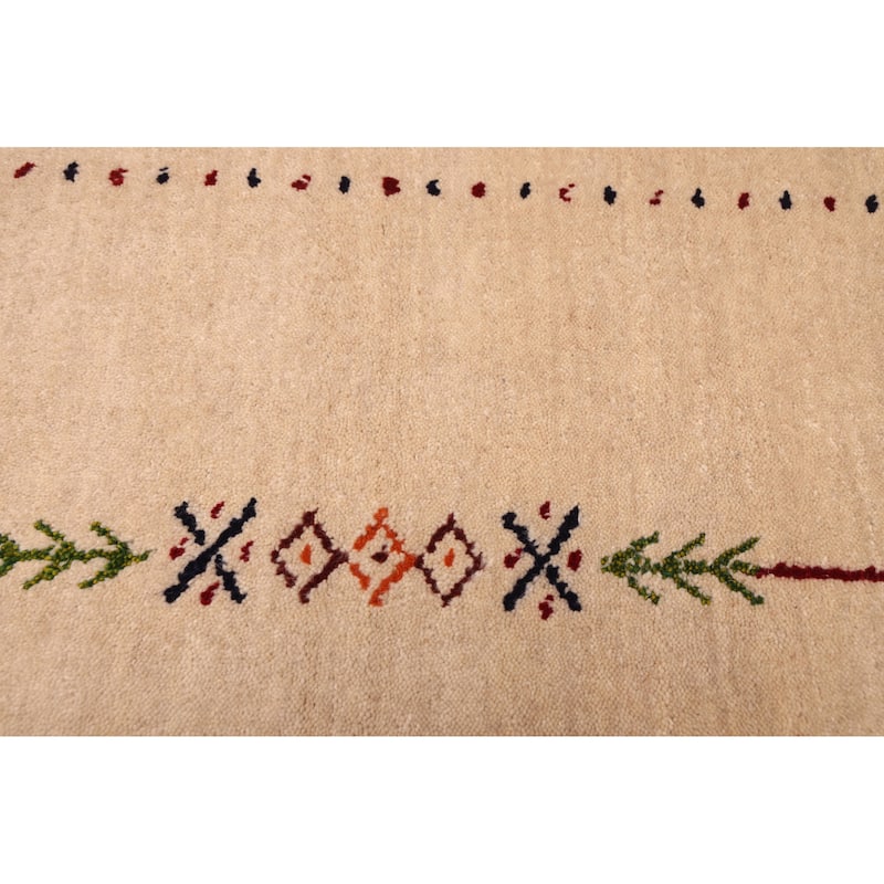ECARPETGALLERY Hand Loomed Kashkuli Gabbeh Ivory Wool Rug - 5'0 x 7'10