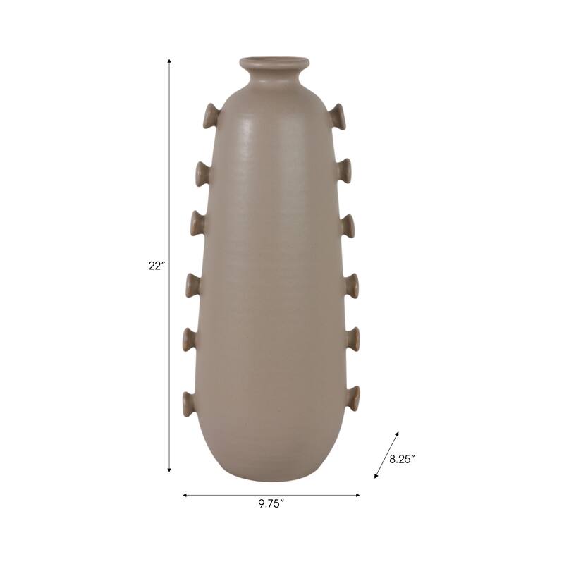 Stoneware Vase Unique Artistic Side Detailing Contemporary Home Decor