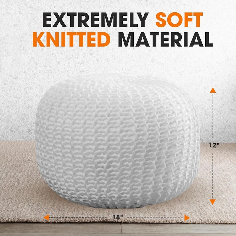 Cheer Collection Decorative 18-inch Chunky Hand-knit Pouf Ottoman