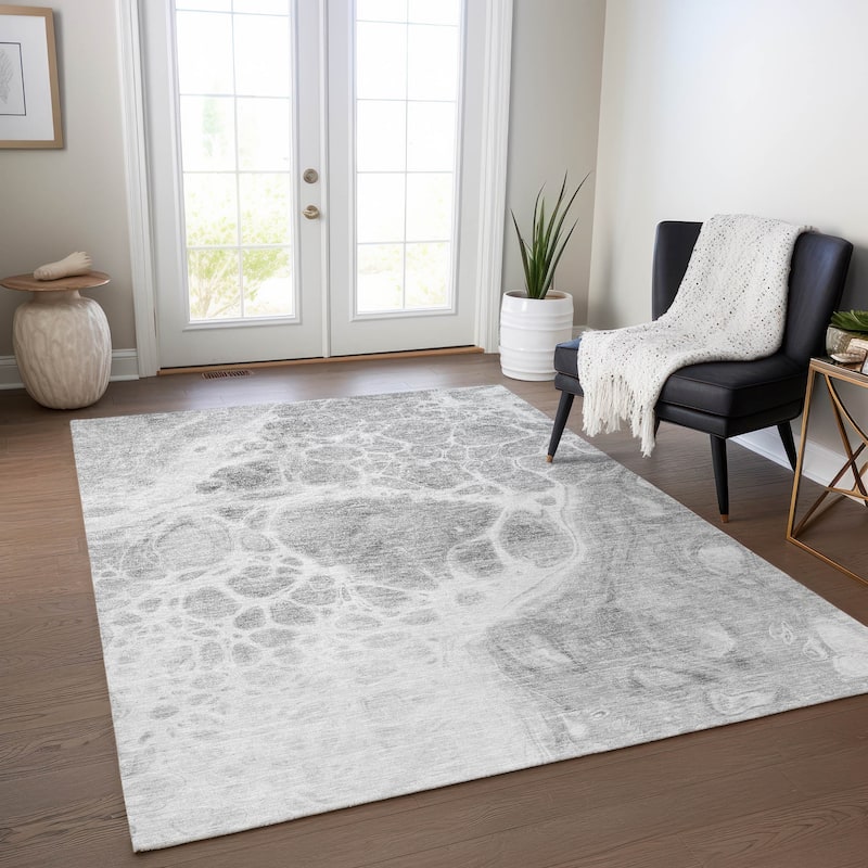 Machine Washable Indoor/ Outdoor Chantille Abstract Contemporary Rug - Gray - 2'6" x 3'10"