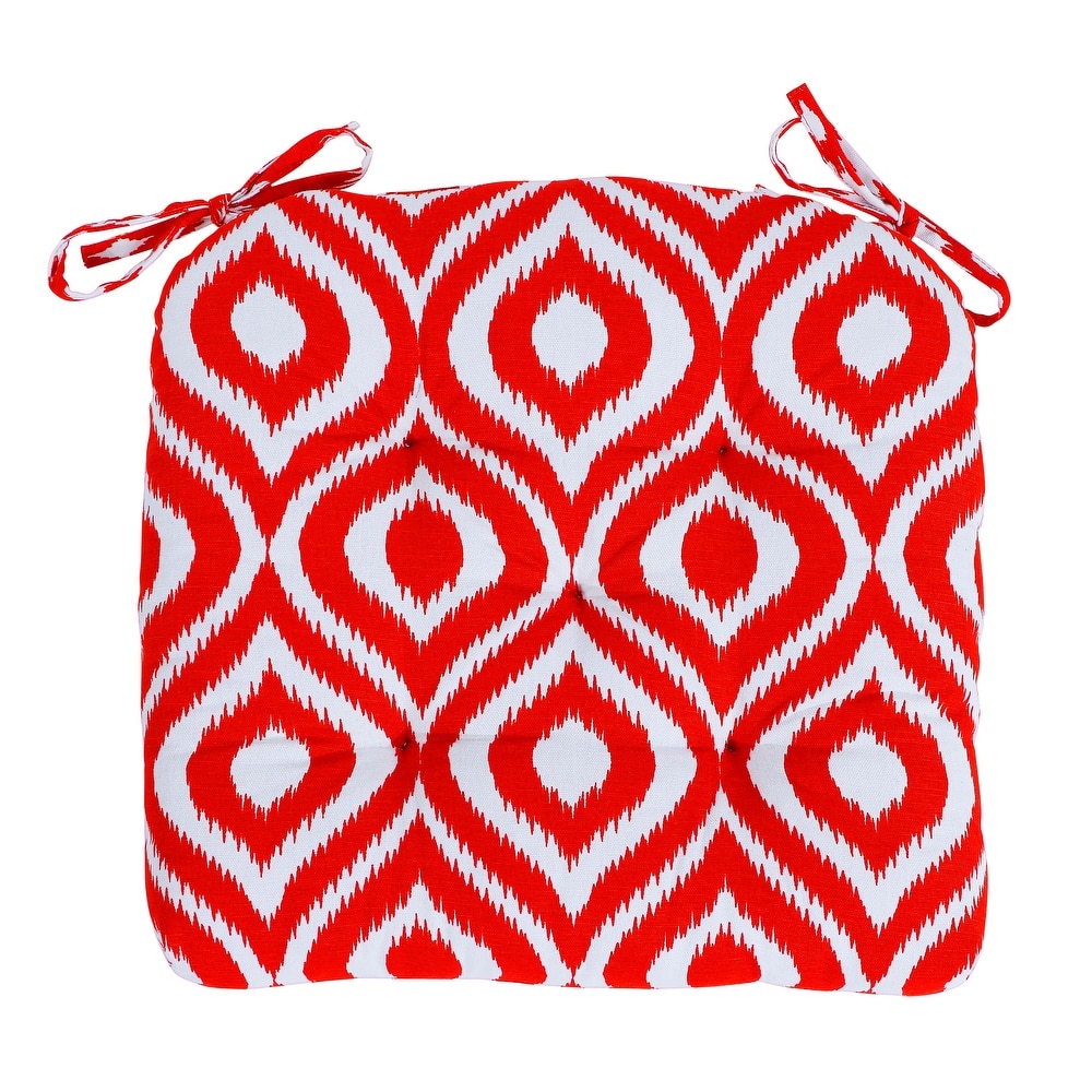 Tufted Damask Handmade Cotton Dining Chair Cushion (Set of 2) - 16 Inch with Ties