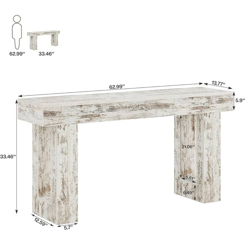 63" Wooden Console Table, Rectangular Sofa Table for Behind Couch, Entryway, HallwayLiving Room