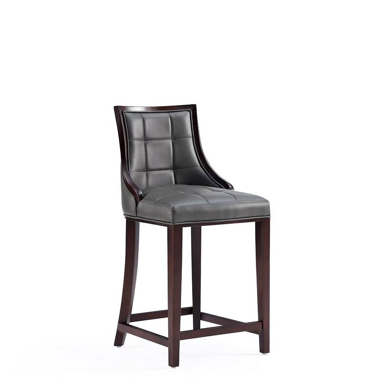 Manhattan Comfort Fifth Ave Dark Walnut Wood Counter Height Bar Stool (Set of 3)