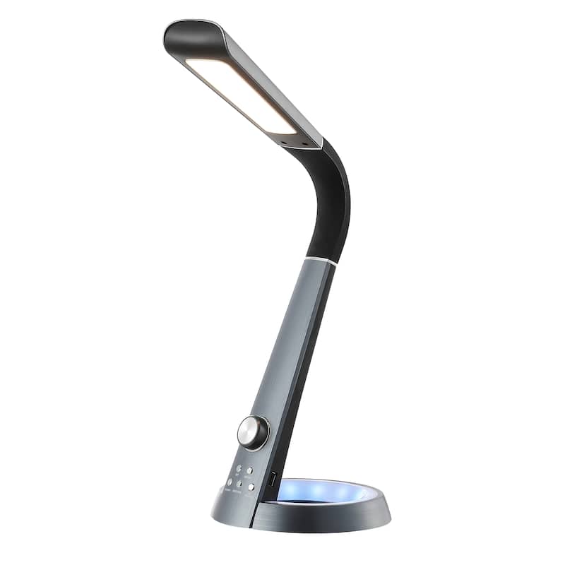 Dixon 19" Aluminum Contemporary Minimalist Adjustable Head Dimmable USB Charging LED Task Lamp, Black by JONATHAN Y - 18.5"