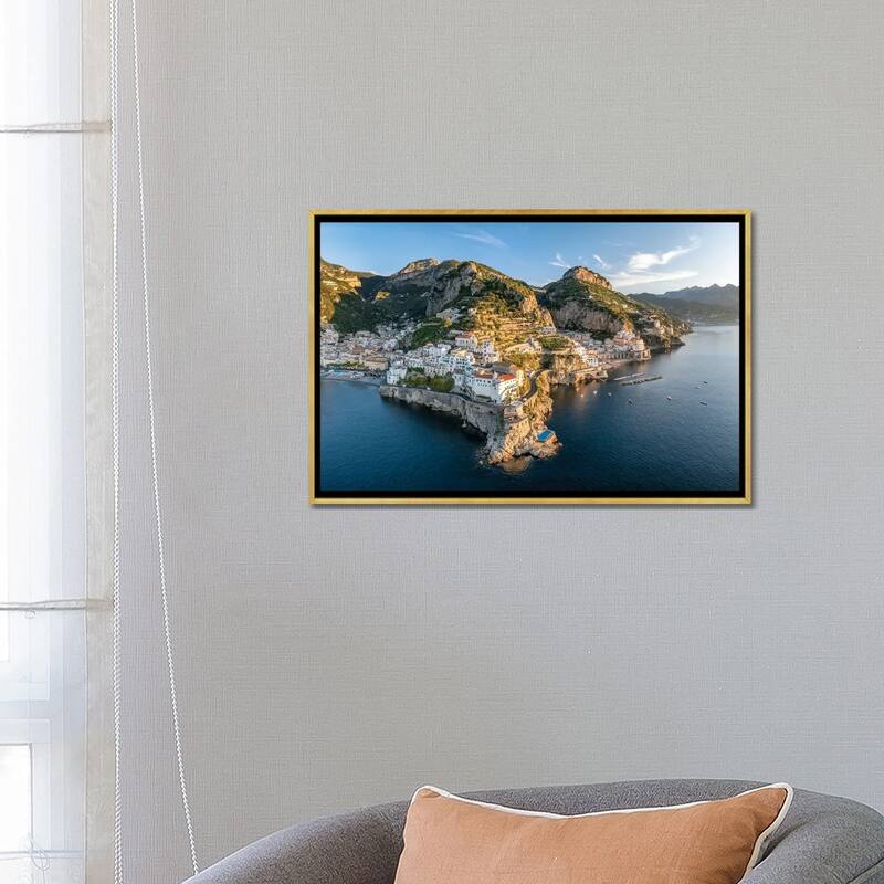 iCanvas "View Of The Amalfi Coast With The Towns Amalfi And Atrani, Gulf Of Naples, Italy" by Jan Becke Framed Canvas Print