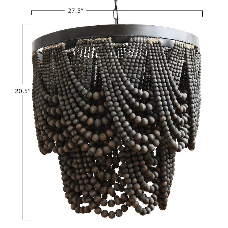 2-Tier Draped Wood Bead Chandelier