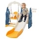preview thumbnail 16 of 22, 4 In 1 Toddler Slide And Swing Set Kids Freestanding Climber Slide Playset With Basketball Hoop Rocket Themed Slide