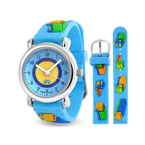 Teacher Time Quartz 3D Construction Toy Truck Wrist Watch