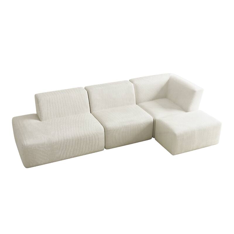 Corduroy Fully Sponge Molded Modular Sectional Sofa with Ottoman