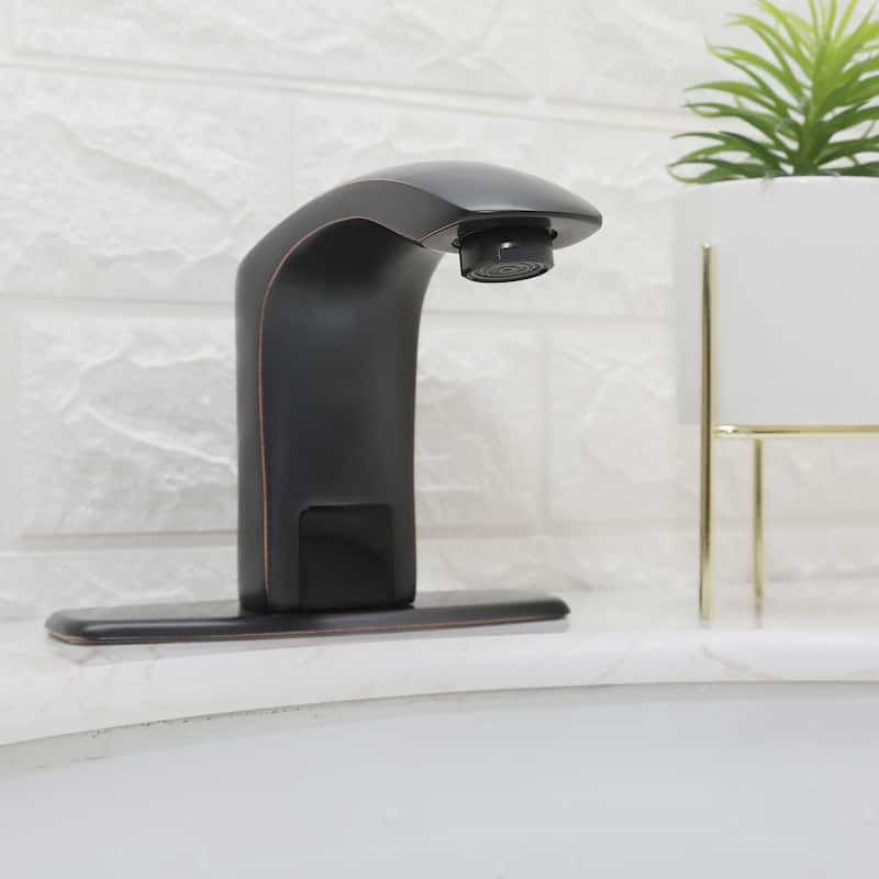 Chrome Touchless Bathroom Faucet with Hole Cover Plate