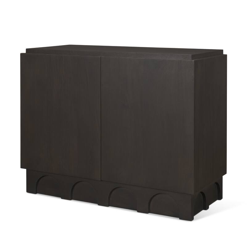 Wagner Dark Brown Wood w/ Arched Design Accent Cabinet - Brown