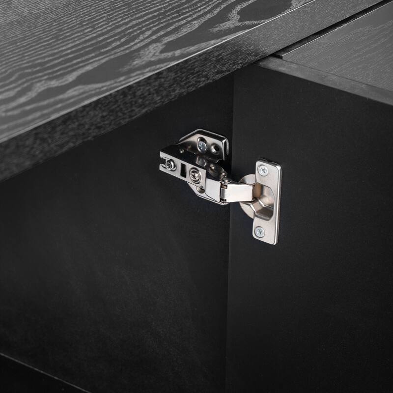 Wood Sideboard with Adjustable Shelves and Gold Handles