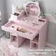preview thumbnail 4 of 5, Kids Play Vanity Set w/Mirror & Stool Pink